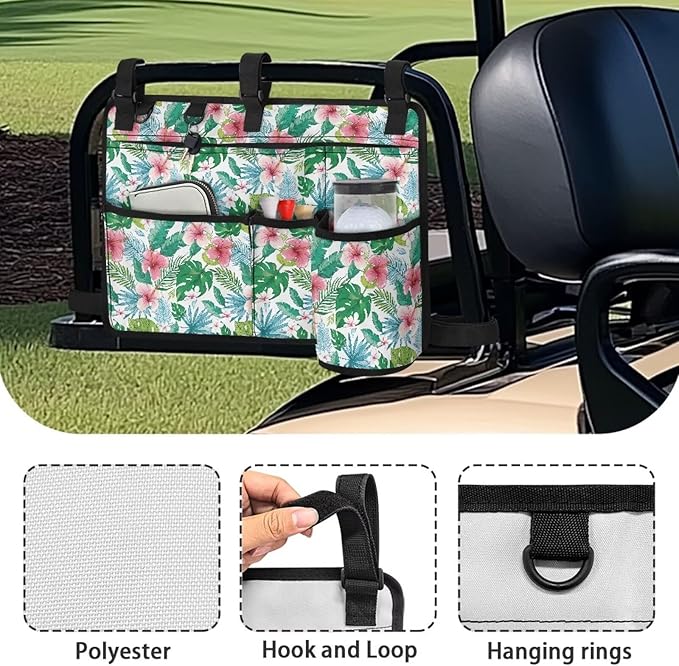 Golf Cart Storage Bag Non-Slip Golf Cart Rear Seat Organizer with 4 Pocket for Ezgo Yamaha Club Car and Other 2-Seat Golfs Carts