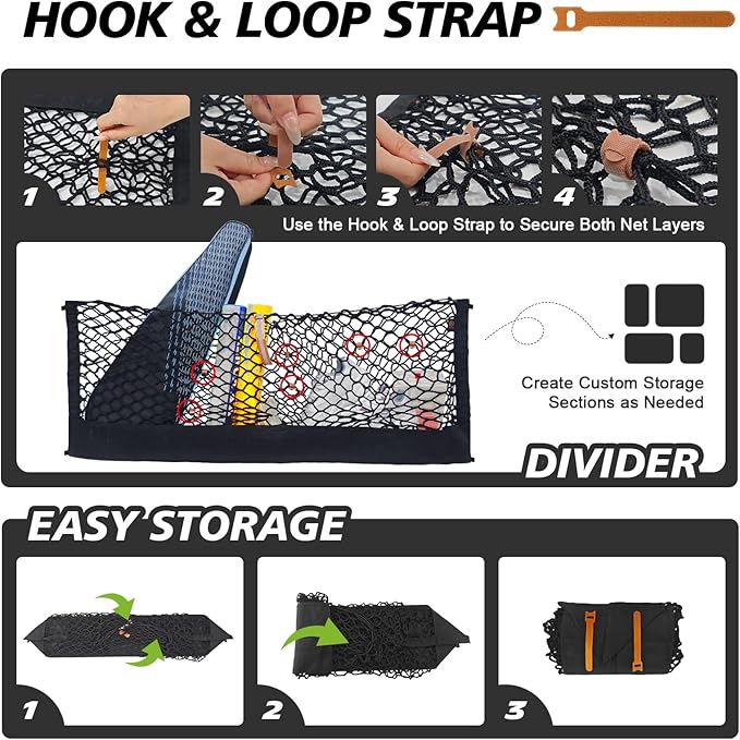 Muslogy for Maverick Cargo Mesh Net Accessories Stretchable Trunk Organizer Cargo Elastic Mesh Bed Net with Hooks Compatible with Ford Maverick XL XLT 2022 2023 2024 2025