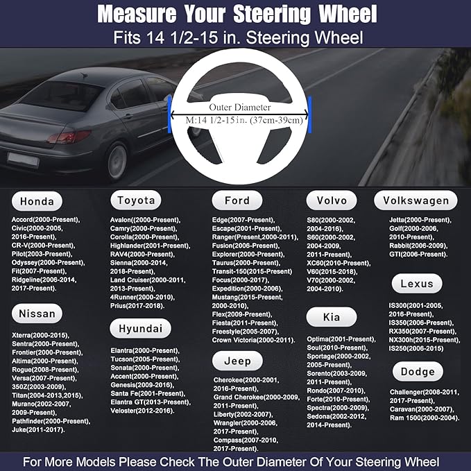 Steering Wheel Cover Standard Size 14.5-15 inch, Non-Slip Car Wheel Cover Protector, Breathable Microfiber Leather, Black and Burgundy