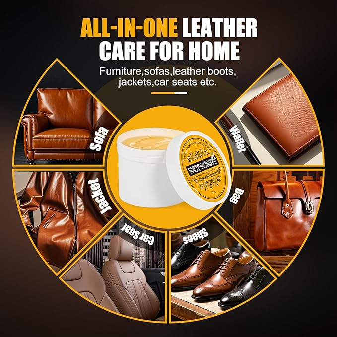 Leather Cleaner and Conditioner - Furniture Repair Salve, Restorer & Polish for Couch, Car Seat, Bag, Boot | Prevents Cracking, Fading & Water Stains | UV Protectant for Wood, Vinyl - 8oz