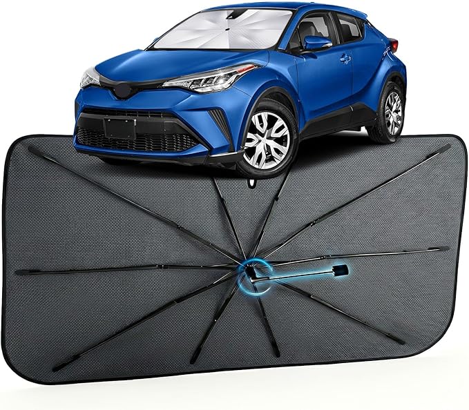 Car Windshield Sun Shade for Toyota C-HR 2018-2026 –[Reflective Coated Fabric] Sunshade Umbrella for Front Window, Car Shades Sun Visor Keep Car Cool and Protects Interior, 1:1 Exact Fit