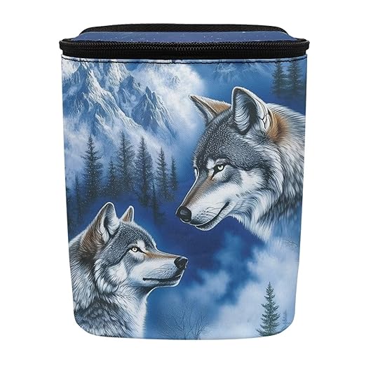 Talayituse Wolf Mountain Print Car Trash Can with Lid, Leak Proof Auto Trash Bag Hanging Vehicle Garbage Can Multipurpose Storage Container for Back Seat Road Trip