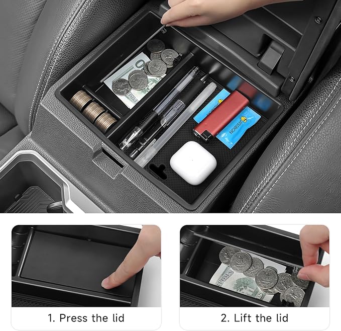 YOJOJOCO Center Console Organizer Compatible with Toyota 2026 2025 2024 Tacoma Accessories ABS Plastic Material Hidden Storage Box