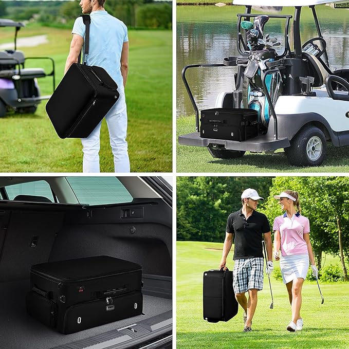 Mogplof Extra Large 2 Layer Golf Trunk Organizer, Golf Gifts for Men Golfers, 20"x 14"x 10" Water-Resistant Car Durable Golf Organizer for 2 Pair Shoes, Balls, Tees, Clothes, Gloves, Accessories
