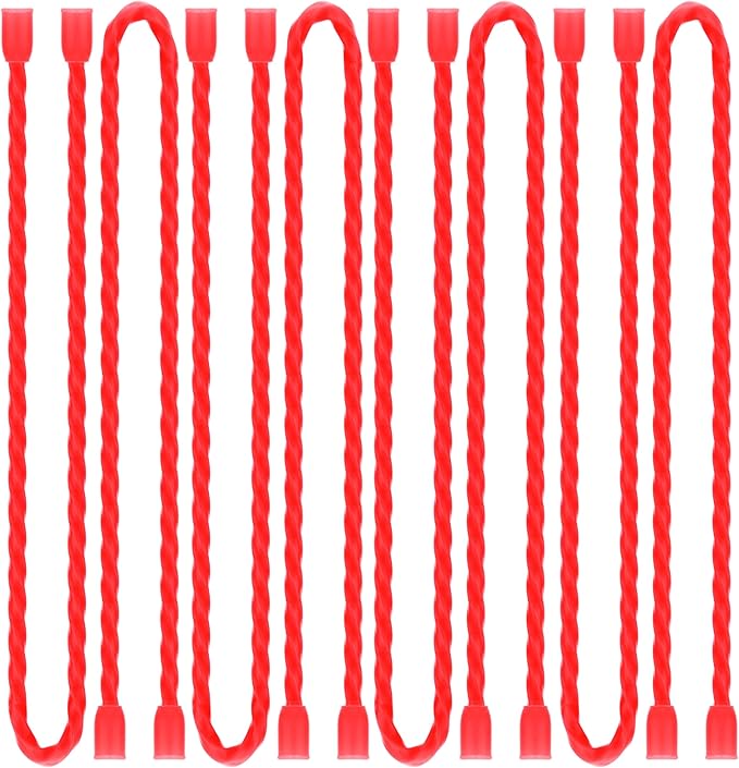TRIPLE DEER 8Pcs 12-Inch Silicone Cable Ties Colorful Reusable Steel-Core Silicone Twist Gear Tie Straps for Bundling and Organizing, Bendable Holder Strap for Indoor and Out All Purpose, Red