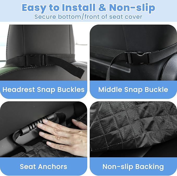 ELONGRIVER Dog Car Seat Covers, Waterproof Front Seat Cover for Dogs, Scratch-Proof, Nonslip Pet Passenger Seat Cover Protector, Universal Fit for Cars Trucks SUVs, Standard Size, Dark Coffee