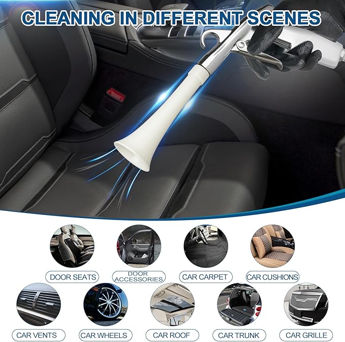 PARAROSE Car Detailing Cleaning Gun,Car Detailing Kit Interior Cleaner,High Pressure Blower Gun,Car Detailing Tools for Car Quickly Blasts Dirt and Dust Works with Air (White)