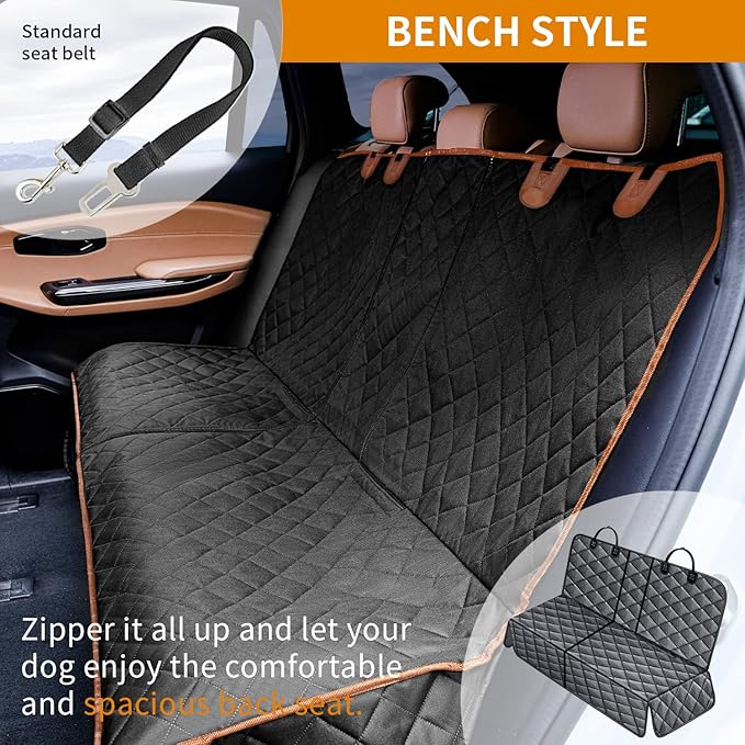 IVY&LANE Dog Car Seat Cover for Back Seat,Conversible 2-in-1 Waterproof Front Seat Cover,Heavy-Duty & Scratchproof Car Seat Protector Cover for SUVs, Trucks and Sedans