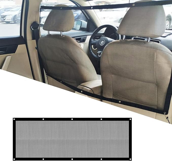 Car Pet Protection Net, 45.3in x 24.4in Mesh Obstacle Car Dog Barrier Net with Adjusting Rope and Hook, for Most Car SUV Pickup, Trucks and Vans