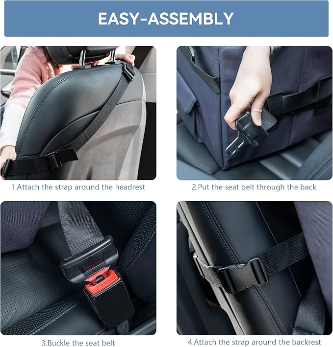 A 4 Pet Dog Car Seat for Small Dog, Booster Travel Pet Seat with Safety Seat Belts & Storage Bags, Portable Comfortable Pet Seat for Dogs Under 25 lbs