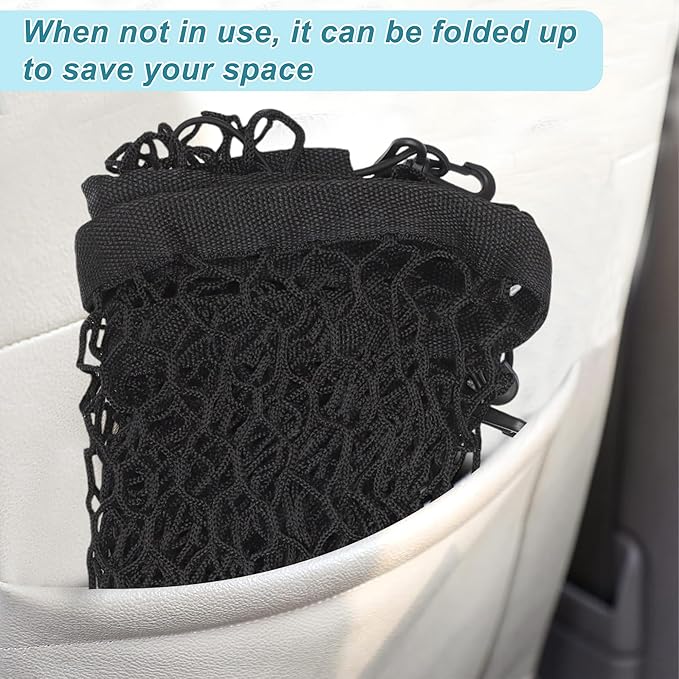 Dog Car Net Barrier, with Hook, Pet Barrier Car Net, for SUV Pickup Small Car, Mesh Dog Car Net Barrier, Black, 51.18"x35.43"