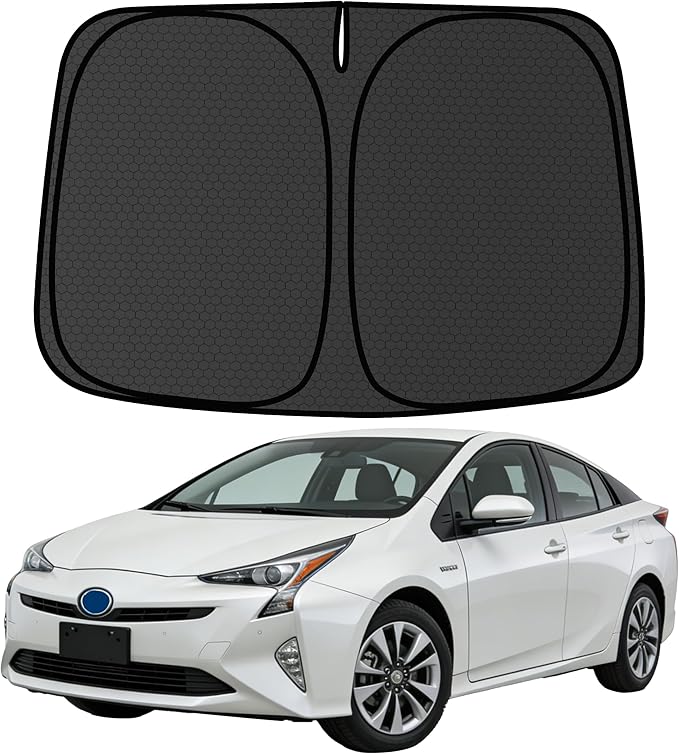 Prius Customized Windshield Sun Shade for 2016 2017 2018 2019 2020 2021 2022 Prius (NOT for Prius C/V) Front Window Sunshade Visor Protector Foldable Blocks UV Rays Keep Car Cooler Accessories
