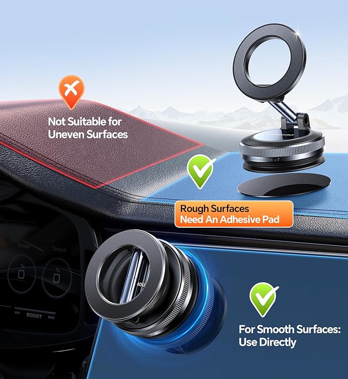 for Magsafe Car Mount carmount 2.0 Magnetic Phone Mount【Movable Vacuum Suction】Vacuum Magnetic Phone Holder for Car Tripod Camera Shoe Cell Phone Car Mount Gym Mirror Mount for iPhone 17 16 15 Pro Max