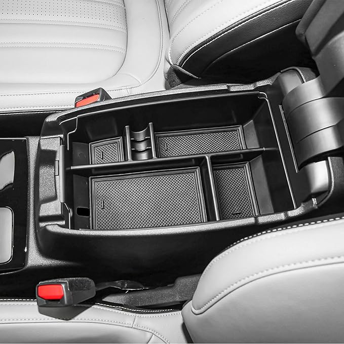 TACOBRO Center Console Organizer Tray Compatible with Ford Escape 2020-2024 2025 2026 and 2021-2024 2025 2026 Bronco Sport CX430 4-Door (Not for U725 2-Door) Secondary Storage Armrest Box - Black