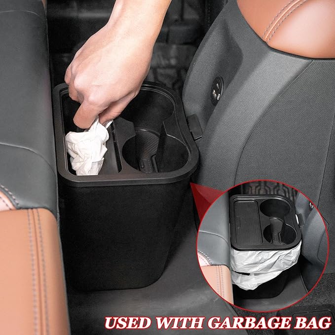 TOPINSTALL 2026 Full Upgrade Trash Can for 2022-2026 Ford Maverick, Multi-Purpose Storage Box Drink Holder Truck Trash Bin for Backseat Passenger Interior Accessories