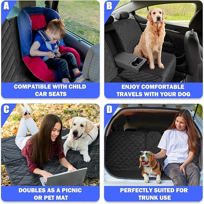 Yonktoo Dog Car Seat Cover for Back Seat, Car Seat Cover 60/40 Split Bench for Full-Size SUV, Pickup Truck, Big Truck - X-Large - 61" W