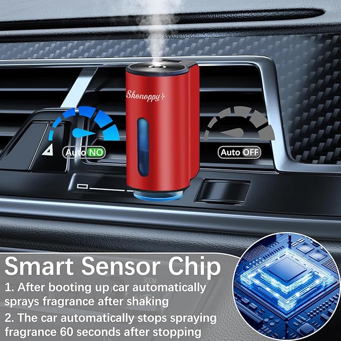 Smart Car Air Freshener Diffuser,Car Aroma Diffuser Air Freshener Spray Automatic with 6PCS Cologne Aromatherapy Oil