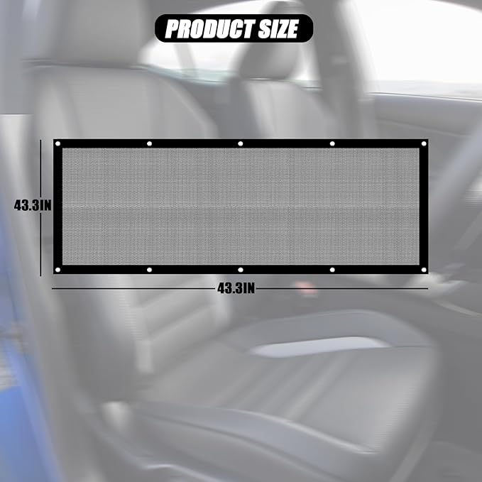 Car Pet Protection Net, 45.3in x 24.4in Mesh Obstacle Car Dog Barrier Net with Adjusting Rope and Hook, for Most Car SUV Pickup, Trucks and Vans