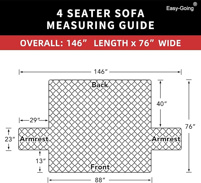 Easy-Going 4 Seater Sofa Slipcover Reversible Sofa Cover Water Resistant Couch Cover with Foam Sticks Elastic Straps Furniture Protector for Pets Children Dog Cat (XX-Large, Brown/Beige)