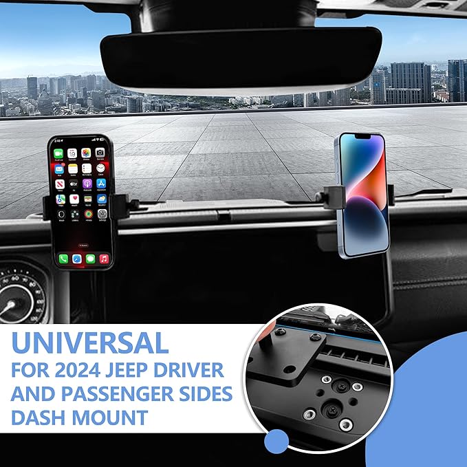 sukemichi 2024 2025 JL Cell Phone Mount for Jeep Wrangler - Dash Cell Phone Mount Dashboard Phone Holder for 2024+ Jeep Wrangler JL 4XE Accessories 2025+ Jeep Gladiator JT Accessories, 1 Pack, Black