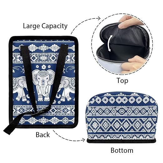 Talayituse Boho Mandala Elephant Print Car Trash Can with Lid, Leak Proof Auto Trash Bag Hanging Vehicle Garbage Can Multipurpose Storage Container for Back Seat Road Trip