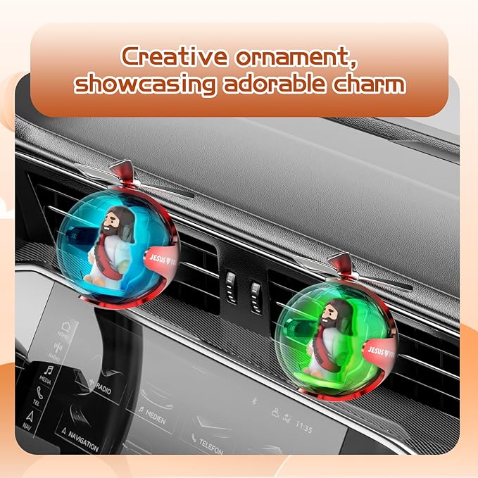 Jesus Loves You Car Air Freshener with 6-Color Auto Light Up & 4 Scented Pads – Light Fragrance, Decorative Auto Accessories, Cute Easter Decoration, Mother's Day and Father's Day Small Gifts