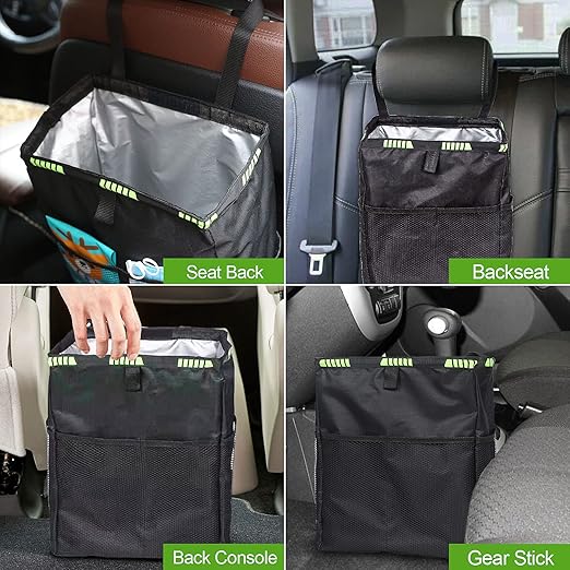 Car Trash Can, Car Trash Bag Hanging, 3.5 Gallons Ultra Large Capacity Organizer and Storage with Adjustable Straps, Leakproof Lining (Pack of 4)