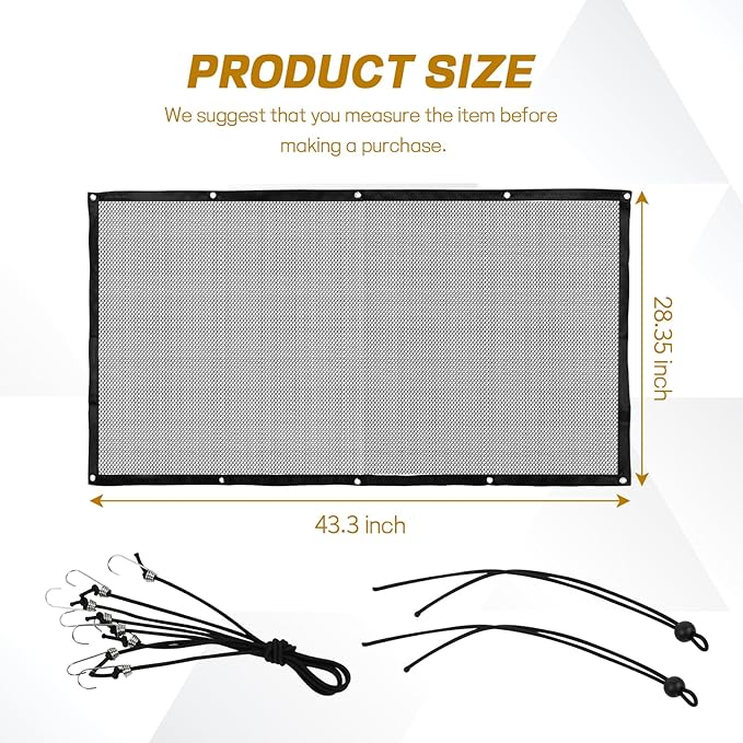 Dog Car Net Barrier, 43"×28" Automotive Pet Barrier Net, Adjustable Pet Mesh Divider for Back Seat, Backseat Mesh Fence for Pets & Kids, Easy to Install, Universal Car Accessories (Large)