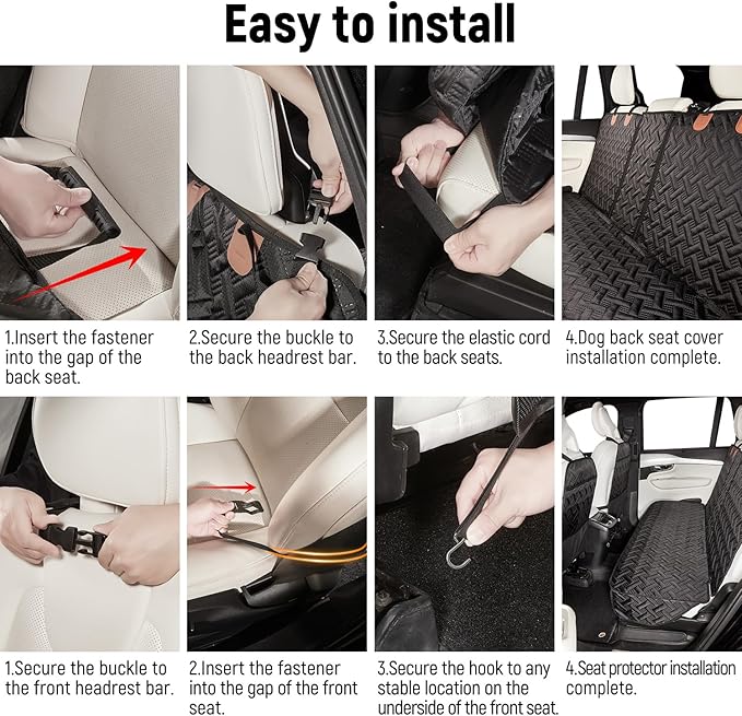 YJGF Dog Car Seat Cover for Back Seat,Back Seat Pet Cover for Dogs,Waterproof Scratchproof Rear Bench Seat Cover Protector (Black, L)
