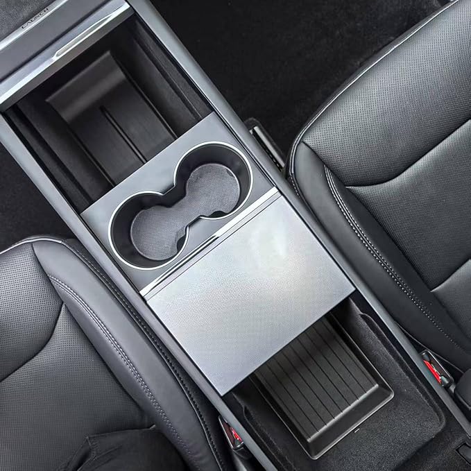 2 Pcs Center Console Organizer Bottom Trays for New Tesla Model Y Juniper Accessories 2025 2026 Armrest Box Base Tray Storage