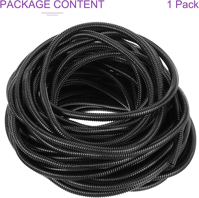 DMiotech 100ft Wire Loom Split Tubing 3/8 Inch(10.4 Mm) ID, Cord Protectors from Pet Flexible Conduit Cable Management for Office, Home, Garden, Black