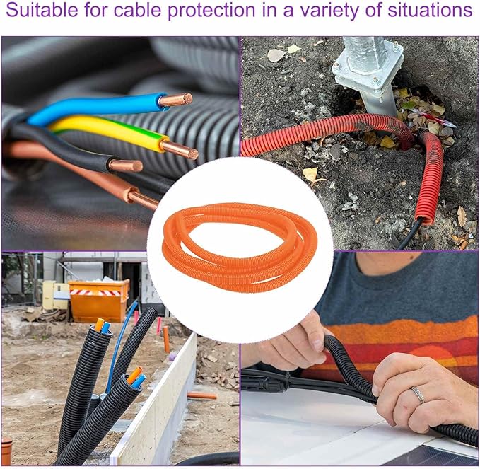 DMiotech 10ft Wire Loom Split Tubing 1 Inch(25.4mm) ID, Cord Protectors from Pet Flexible Conduit Cable Management for Office Home Garden, Orange