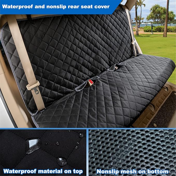 VIEWPETS Bench Car Seat Cover Protector - Waterproof, Heavy-Duty and Nonslip Pet Car Seat Cover for Dogs with X-Large Size Fits for Large SUVs & Trucks