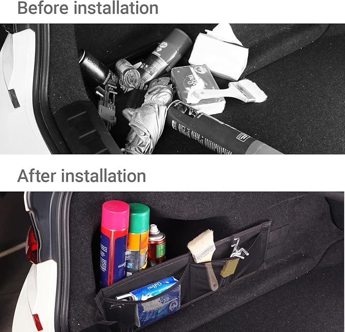 2PCS Car Rear Trunk Organizer Side Divider Board Console Storage Divider Waterproof Easy To Install Trunk Storage Organizer Side for Car, SUV,[Black]