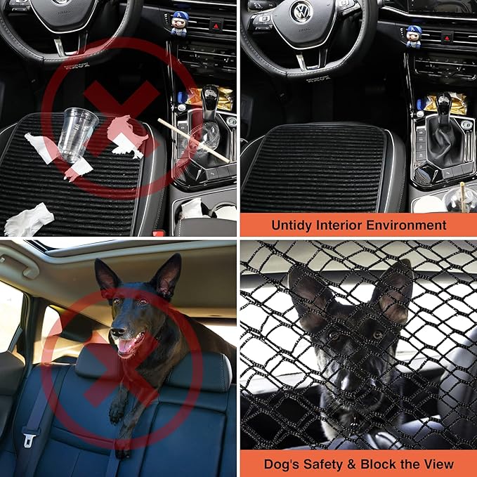 Dog Car Barrier, Double Layer Adjustable Pet Separation Net Compatible with SUV Vans Trucks 47.24x33.85