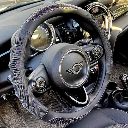 PINCTROT Small Size Steering Wheel Cover Great Grip with 3D Honeycomb Anti-Slip Design, 14 Inch (Purple)