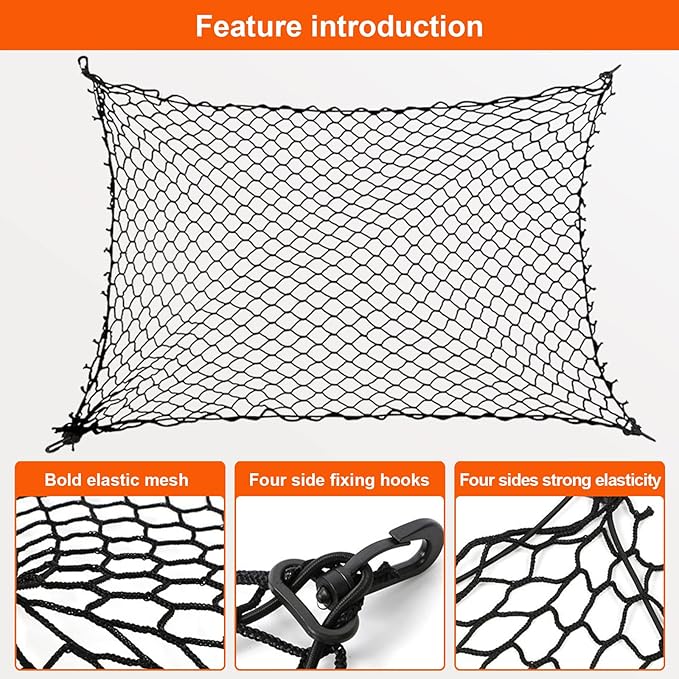 Car Dog Net Barrier 47" Pet Restraint Net Vehicle Safety Backseat Divider for Driving Safely with Children & Pets, Universal for Cars, SUVs - Easy Install