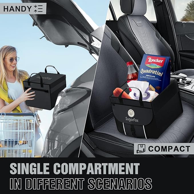 Car Trunk Organizer for SUV - 63L+26L Modular Storage, Heavy-Duty, Foldable Waterproof, Soft & Hard Covers, Non-Slip, Multi-Compartment, All Black M006