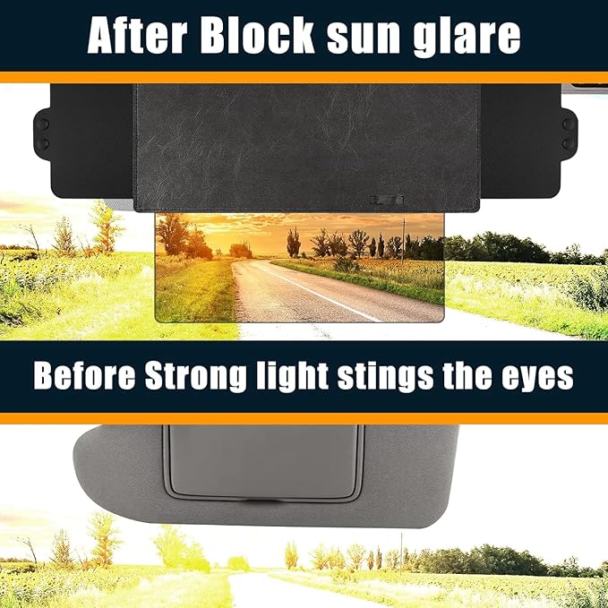 Veharvim Sun Visor Extender for Car (Polarized, UV400, PC Lens, 2 Side Sunshade), Car Visor Extender Sun Blocker, Visor Extender Attachment, Anti-Glare for Safe Driving (Light Black, 1 Pack)