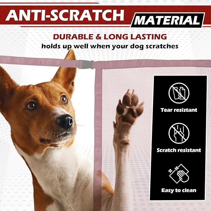 Universal Dog Car Net Barrier – Sturdy Mesh, Easy Install, Breathable Design, Easy to Clean, Flexible Bungee Cords for Adjustable Fit 23"×23" (Pink)