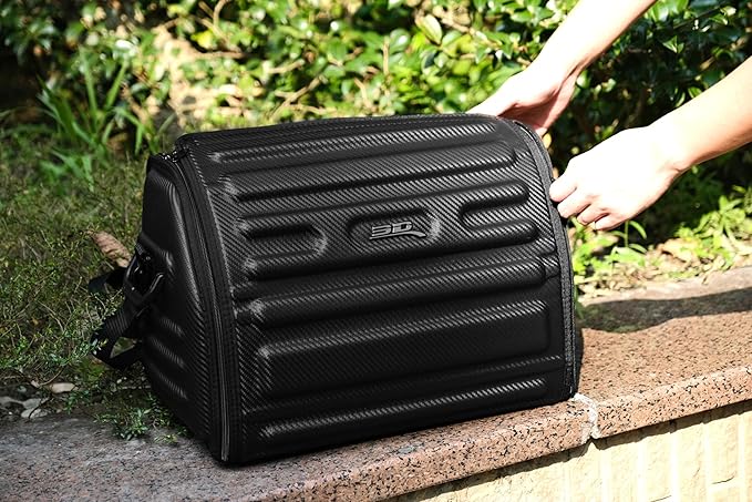 3D MAXpider Custom Fit Car Trunk Organizer (Black) - Handy Trunk Carbon Fiber (M) 18"x12"x12"
