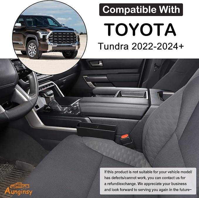 Aunginsy Car Seat Gap Filler Organizer Compatible with Toyota Tundra 2022-2025 2026, Car Front Seat Organizer Truck Side Seat Crevice Gap Filler Storage Box Between Seat & Console Insert Accessories
