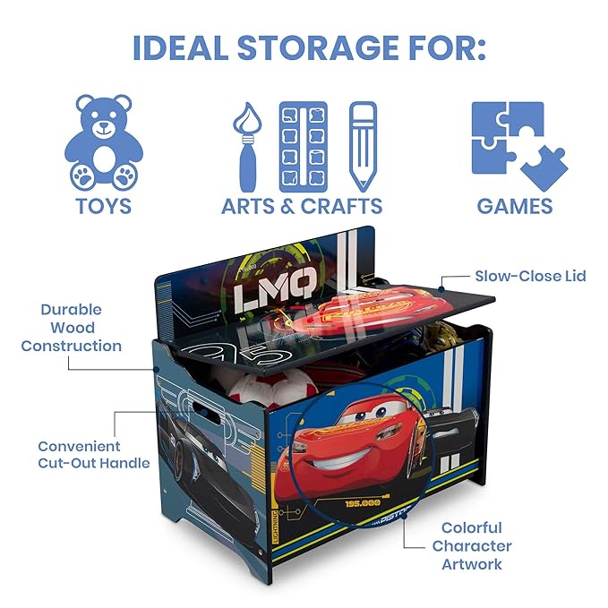 Delta Children Deluxe Toy Box, Disney/Pixar Cars