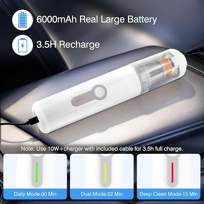 ULTREMA Car Vacuum Portable Cordless, 20000Pa Mini Vacuum Cleaner, 4-in-1 Compact Auto Duster & Air Pump with Type-C Fast Charge, 15 Attachments for Keyboard, Desk and Pet Hair