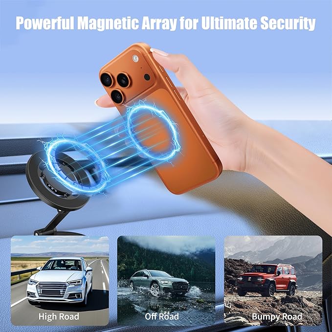 2-in-1 Magnetic Car Phone Holder with Fragrance Diffuser [95LBS Strongest Suction] 360° Rotatable Universal Mobile Mount for MagSafe iPhone 17/16/15/14/13/12 & More