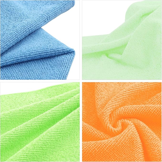DNA Motoring TOOLS-00259 Cleaning Towels Car Washing Microfiber Cloth for Auto Detailing Home Kitchen, 12x16 Inch, Yellow, Orange, Blue, Green, Pack of 36
