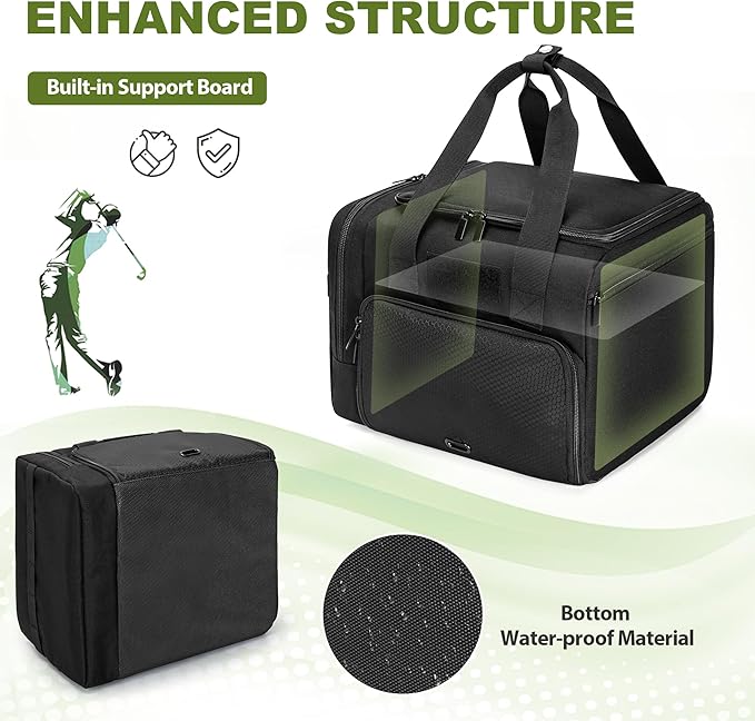 DSLEAF Small Golf Trunk Organizer Bag for Men & Women, Golf Car Locker with Bottom Shoe Space for A Pair of Shoes, Multiple Pockets for Balls, Tees, Cap, Gloves and Towels