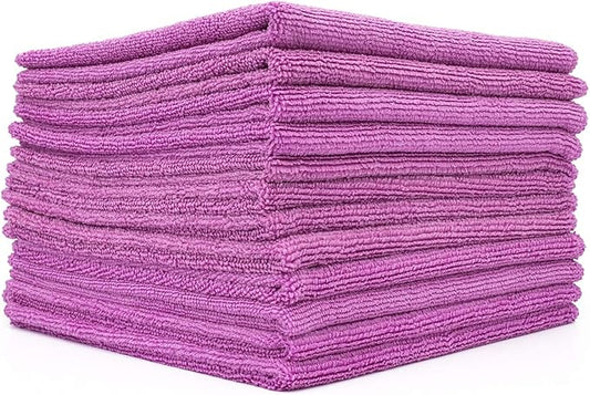 The Rag Company - All-Purpose Microfiber Terry Cleaning Towels - Commercial Grade, Highly Absorbent, Lint-Free, Streak-Free, Kitchens, Bathrooms, Offices, 300gsm, 12in x 12in, Lavender (12-Pack)