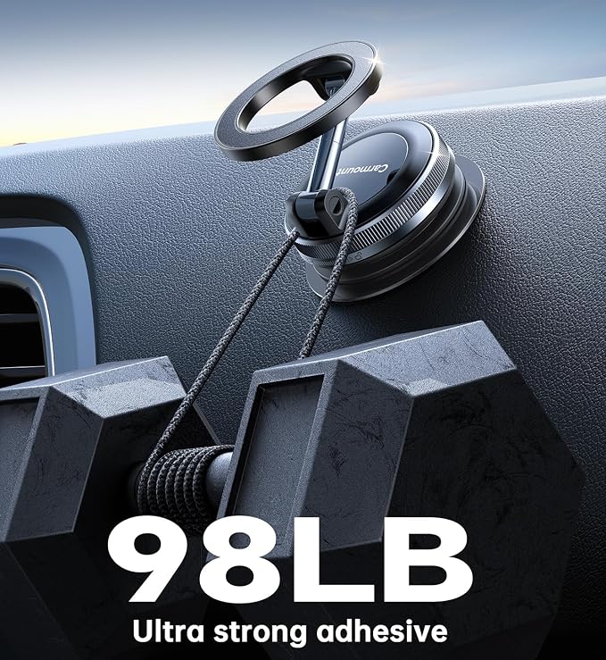for Magsafe Car Mount carmount 2.0 Magnetic Phone Mount【Movable Vacuum Suction】Vacuum Magnetic Phone Holder for Car Tripod Camera Shoe Cell Phone Car Mount Gym Mirror Mount for iPhone 17 16 15 Pro Max