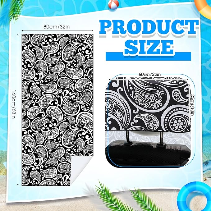 Hahafelt 2 Pack Car Seat Towel Covers with Storage Bag 63 x 32 Inch Athletic Running Towel Seat Sweat Washable Non Slip Cover Gift for Car Outdoor Sport Activities (Paisley)